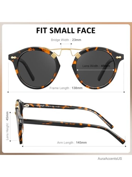 Acetate Double Bridge Sunglasses Polarized UV Protection Retro Round Metal Brow main image 5